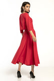 Waist-Length Blouse with 3/4 Sleeves and Half-Round Neckline
