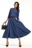 Waist-Length Blouse with 3/4 Sleeves and Round Neckline