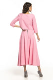 Waist-Length Blouse with 3/4 Sleeves & Round Neckline