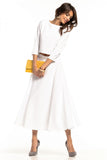 Waist-Length Blouse with 3/4 Sleeves and Half-Round Neckline