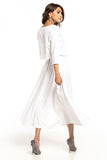 Waist-Length Blouse with 3/4 Sleeves and Half-Round Neckline