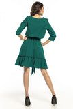 Elegant 3/4 Sleeve Dress with Frill and Belt