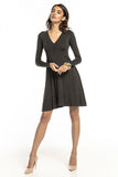 Elegant V-Neck Flared Dress in Soft Viscose Knit