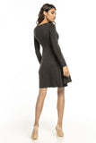 Elegant V-Neck Flared Dress in Soft Viscose Knit