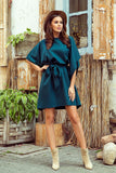 Butterfly Dress with Belt in Bottle Green