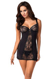 Seductive Floral Lace Nightdress with Underwire Thong