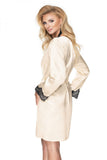 Luxurious Cream Dressing Gown with Black Lace Inserts