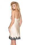 Elegant Cream Satin Nightdress with Black Lace Details