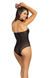 Captivating Black Latex Bodysuit with Tulle Details