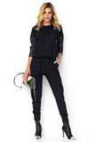 Elegant Eco-Leather Jumpsuit with Pockets and Zipper Back