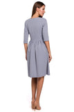 Elegant Flared Midi Dress with Fitted Bodice and Zipper