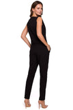 Elegant Comfort Overalls with Unique Neckline and Zip Closure