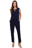 Elegant Loose-Top Overalls with Unique Neckline