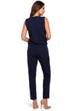 Elegant Loose-Top Overalls with Unique Neckline