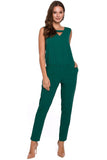 Elegant Loose-Fit Overalls with Unique Neckline Design