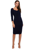 Flattering Creased Dress with Shaped Neckline
