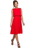 Chic Flared Dress with Exposed Back and Pleated Skirt