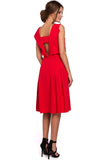 Chic Flared Dress with Exposed Back and Pleated Skirt