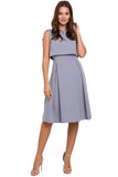 Unique Cut Dress with Exposed Back and Flared Skirt