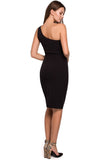 Elegant One Shoulder Pencil Dress with Zip Closure