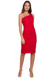 Chic One Shoulder Pencil Dress with Concealed Zip