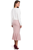 Elegant Midi Pencil Skirt with Frill Detail