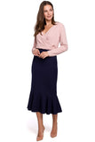 Elegant Midi Pencil Skirt with Frill Detail