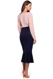 Elegant Midi Pencil Skirt with Frill Detail