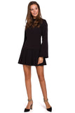 Modern Stand-Up Collar Dress with Flared Sleeves
