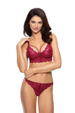 Elegant Burgundy Lace Bra with Soft Cups and Underwire