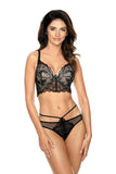 Elegant Black Lace Padded Bra with Zircon Detail