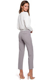 Modern Cigarette Pants with Decorative Elastic Band