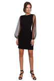 Polka Dot Mesh Sleeve Mini Dress with Concealed Zipper
