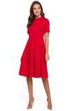 Feminine Ruffled Sleeve Dress with Rolled Collar