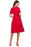 Feminine Ruffled Sleeve Dress with Rolled Collar