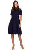 Feminine Ruffled Sleeve Dress with Rolled Collar