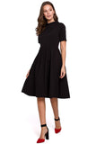 Feminine Ruffled Sleeve Dress with Rolled Collar