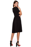 Feminine Ruffled Sleeve Dress with Rolled Collar