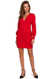 Romantic Mini Dress with Deep V Neckline and Extended Sleeves
