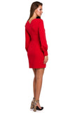 Romantic Mini Dress with Deep V Neckline and Extended Sleeves