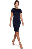 Elegant Flowy Sleeve Dress with Draped Back Neckline