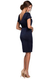 Elegant Flowy Sleeve Dress with Draped Back Neckline