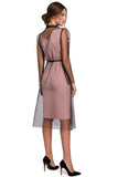 Elegant Two-Layer Tulle Dress with Fancy Collar