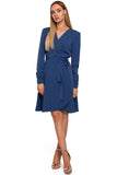 Feminine Overlap Dress with Asymmetrical Frill Detail