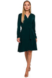 Feminine Overlap Dress with Tie Waist and Asymmetrical Frill