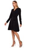 Feminine Overlap Dress with Asymmetrical Frill Detail