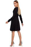 Feminine Overlap Dress with Asymmetrical Frill Detail
