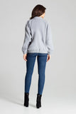 Loose-Fit Grey Short Jacket with Decorative Buttons