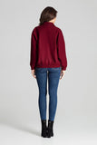 Maroon Loose-Fitting Short Jacket with Decorative Buttons