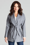 Grey Eco-Leather Jacket with Dropped Shoulders and Pockets